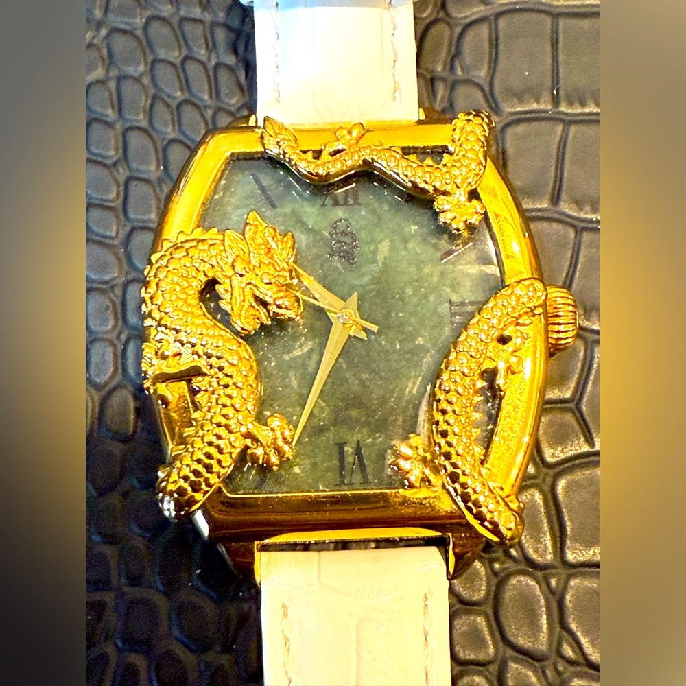 Jade white leather watch